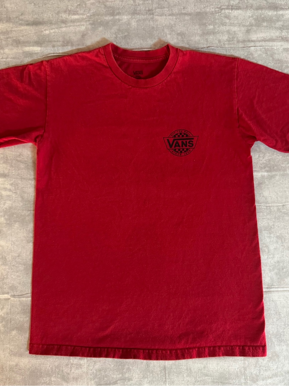 VANS Shirt Youth Boys Large S Short Sleeve Spell Out Classic Fit Knit Red